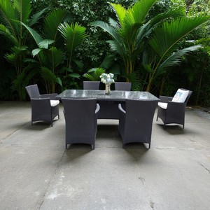 PRCF-010 Juego de Comedor para Exteriores de 7 Piezas, Resistente a la Intemperie, Sillas de Ratán PE, Muebles de Jardín Resistentes a los Rayos UV para Restaurante o Patio Trasero - Product Image 4