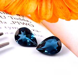 Topacio Azul Londres Natural 9x13MM Corte Pera Facetado Calibrado Piedra Suelta Certificada Para Fabricación de Joyas Venta al por Mayor - Product Image 2