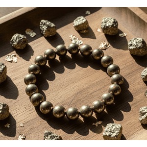 Bracelet artisanal en pyrite naturelle, bracelet porte-bonheur en cristal d'Inde, vente en gros de bracelets de guérison en cristal - Product Image 3