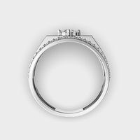 Bague de Fiançailles et d'Anniversaire Géométrique en Moissanite pour Homme, Plaqué Argent, Sertissage Pavé, Coupe Brillante, Style Classique, Bijoux Fins