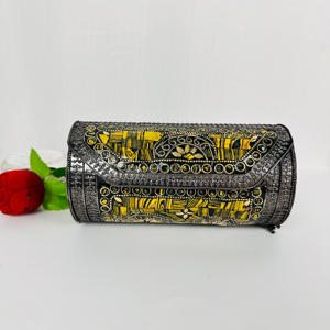 Modern Vintage Wedding Gold-Plated Aluminium Polished Sculpture Clutch <b>Yellow</b> Boho Fringe Mosaic <b>Purse</b> OEM Festival Bridal Party - Product Image 6