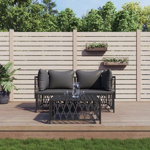 Set Lounge da Giardino Antracite con Struttura in Acciaio Verniciato a Polvere e Tessuto Intrecciato per Intrattenimento all'Aperto - Product Image 1