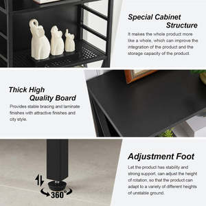 Modern Ladder Bookshelf with <b>Black</b> Metal Frame Open Display Shelf for Living Room Home Office Bedroom - Product Image 3