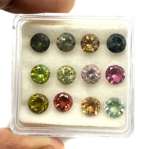 Turmalina natural multicolor de corte redondo, piedra preciosa de 6 mm, turmalina facetada para la fabricación de joyas, certificada por IGI. - Product Image 6