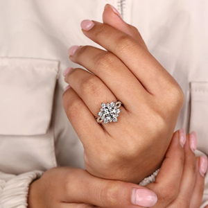 Anillo de compromiso con diamantes redondos en engaste de racimo, 3.15 quilates, anillo de boda de diamantes cultivados en laboratorio, joyería, anillo de eternidad de oro vermeil de 14k - Product Image 2