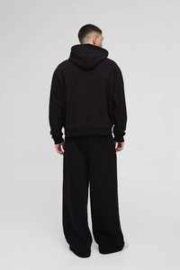 Fabricant sur mesure, vente en gros de sweats à capuche unisexes, basiques en coton, avec appliques, broderies, impressions en relief, sweats à capuche noirs pour hommes - Product Image 6