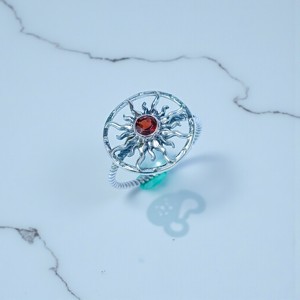 Beautiful Sun Design 925 Sterling <b>Silver</b> <b>Ring</b> Handmade Natural Round Faceted Cut <b>Garnet</b> Gemstone <b>Rings</b> Wholesale Price Jewelry - Product Image 2