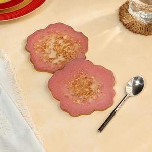 Posavasos de Resina con Forma de Flor, Posavasos de Epoxi con Hojuelas Doradas, Hechos a Mano, Resistentes al Calor y al Agua, para Mesa, Hogar, Oficina, Regalos - Product Image 1