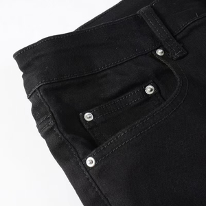 Vaqueros desgastados con parches personalizados, corte holgado y recto, estilo streetwear, efecto apilado, denim vintage lavado, Y2K, elásticos, hip hop - Product Image 5