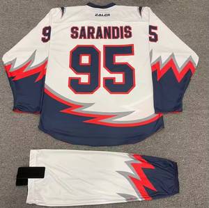 Ensemble uniforme personnalisé de pantalon et maillot de hockey sur glace |   Personnalisé par sublimation, 100% polyester |   Vêtements de sport pour hockey sur glace pour équipes professionnelles - Product Image 4
