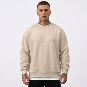 Sweat-shirt à col rond vert foncé pour homme, coupe classique, en coton tricoté, pull décontracté pour l'automne - Product Image 3