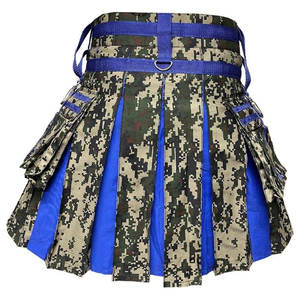 Kilt écossais camouflage bleu pour homme, plissé, en coton, style Highland, utilitaire, 2026 - Product Image 2