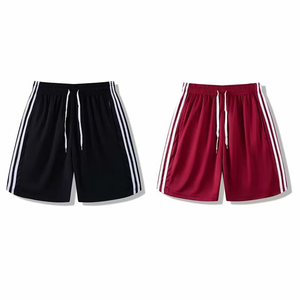 Pantalones Cortos Deportivos Personalizados de Color Sólido con Franja Lateral, Cintura con Cordón Ajustable, Secado Rápido, Tejido de Punto, Cintura Media, Ropa Deportiva - Product Image 4