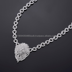 จี้หัวสิงโตเงินแท้ 925 ประดับมอยส์ซาไนต์ สร้อยคอหรูหราแบบ Iced Out Infinity Chain สำหรับผู้ชายและผู้หญิง ขายส่ง - Product Image 1