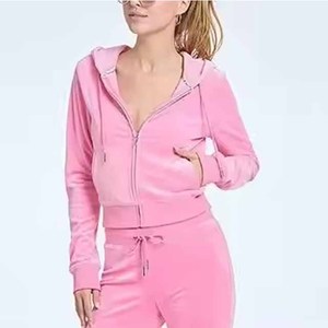 Conjunto de Dos Piezas de Alta Calidad: Sudadera con Capucha y Cremallera de Manga Larga Lisa para Mujer y Pantalones Deportivos Anchos Holgados - Product Image 5