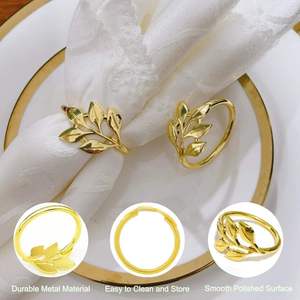 Anillos de Servilleta de Lujo Personalizados, Material Metálico, Latón Dorado, Accesorios de Decoración de Mesa, Anillo de Servilleta para Bodas, Venta al Por Mayor - Product Image 2
