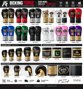 No Boxing No Life Gold Leather Breathable Training Gloves <b>Laced</b> Adjustable Customizable for Adults Boxing Gym Use Customized - Product Image 5