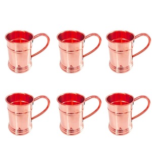 Ensemble de 6 mugs en cuivre martelé faits à la main GLOSSY TOUCH ART, vaisselle portable pour Moscow Mule, idéal pour les bars de luxe et les célébrations - Product Image 1