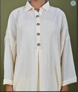 ชุดเซ็ตผ้าไหมไอวอรี่แบบย่นสไตล์คาฟตัน - Product Image 6