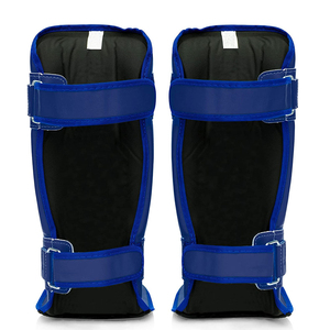 Protège-tibias bleus en PU avec fermeture à boucle, protection légère pour l'entraînement sportif des adultes, protège-jambes - Product Image 6