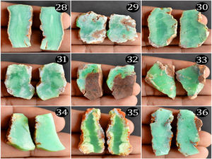 Pareja de Crisoprasa Australiana en Bruto, Gema Verde Natural en Rodajas para Colgante, 8mm de Altura, Piedras Atractivas al por Mayor - Product Image 2