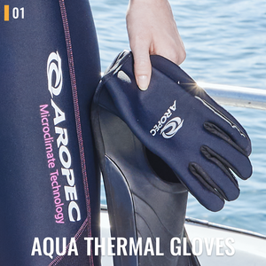 Gants de sports nautiques AROPEC AquaThermal avec technologie thermique TPU/Polaire, paume et doigts flexibles en Amara - OEM/ODM/OBM - Product Image 2