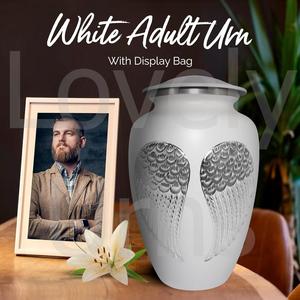 Urna Funeraria de Metal Blanca DC Wings para Cenizas Humanas, Urna Conmemorativa para Adultos, Hecha a Mano, Fabricante OEM ODM - Product Image 3