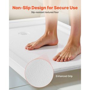 Piatto Doccia Rettangolare in Acrilico PVC Bianco 152x91 cm con Soglia Singola e Base Antiscivolo - Product Image 5