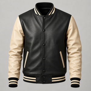 <b>Mens</b> Genuine <b>Leather</b> Racing Jacket Slim Fit Motorcycle <b>Coat</b> High Neck Front Zip <b>Long</b> Sleeve Casual Street Fashion Outerwear - Product Image 1