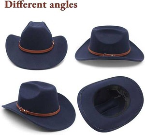 Men's Distressed Leather Western <b>Hat</b> Cowboy Style Wide Brim Outdoor Travel Cap Full Grain Leather USA Europe Market Top - Product Image 2