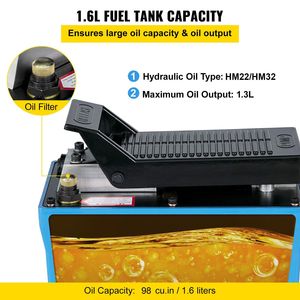 Pompa Idraulica ad Aria con Serbatoio da 1/2 Gallone, 10000 PSI, Azionamento a Pedale, 3/8'' NPT, 6'' - Strumento per Riparazione Auto - Product Image 5