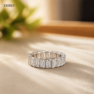 White Gold Plated Emerald Cut Moissanite Eternity <b>Ring</b> <b>Diamond</b> Band Wedding Engagement Jewelry for Women's - Product Image 4