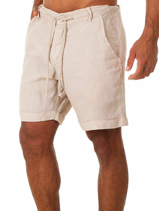 Shorts Bermuda Homme en Spandex/Polyester Couleur Unie Taille à Cordon Poches Décontractées Taille Mi-Haute Tissu Tissé Respirant Style Décontracté - Product Image 3