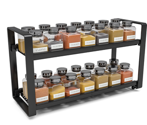 Double Tier Metal Spice Rack <b>Kitchen</b> Countertop Stovetop Organizer for Oil Salt Sauce Vinegar <b>Storage</b> - Product Image 1