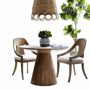 Ensemble de table à manger de luxe avec plateau en verre et structure en bois, 6 chaises, écologique, facile à nettoyer, mousse haute densité pour hôtel et restaurant - Product Image 1