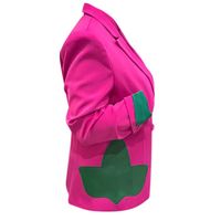 AKA Blazer Ivy Croisé Rose pour Femme, Veste Cintrée avec Détail de Poche Vert, pour Tenue Formelle, Bureau, Sororité, Vêtements Grecs, Coupe Élégante