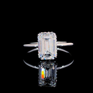 Elegante anillo de compromiso de oro de 18 quilates con diamante cultivado en laboratorio, certificado por IGI, corte esmeralda, 2.25 ct, claridad VVS2, joyería fina para mujer. - Product Image 1