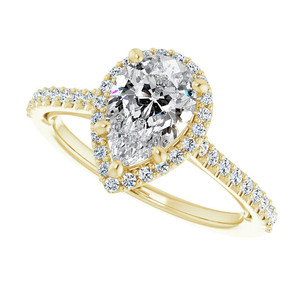 Bague de fiançailles en diamant de laboratoire, or blanc 18 carats, taille poire, certifiée IGI, halo cathédrale avec accent cœur, pour femmes et jeunes filles, pour mariage - Product Image 2
