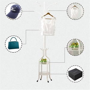 New design black and white PVD coated metal coat <b>stand</b> with tiered storage shelves luxury entryway customized options - Product Image 4