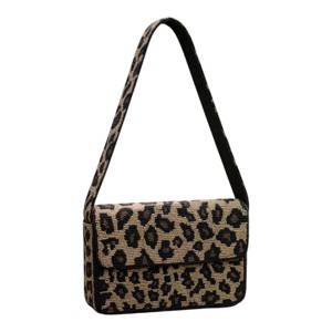Sac à bandoulière de luxe classique à imprimé léopard, fait main et perlé, pour femmes, style motif animal. - Product Image 1