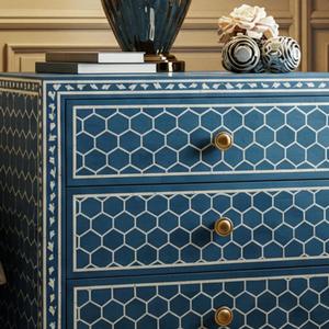 Mesa de Cajones con Incrustaciones de Hueso de ILAHI, Diseño Moderno con Detalles de Ágata, Almacenamiento de Tres Niveles, Mueble Portátil para el Hogar - Product Image 3