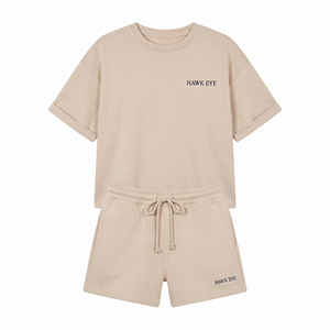 Conjunto de Dos Piezas para Mujer, Camiseta Holgada Informal de Moda con Logotipo Personalizado 2026 y Pantalones Cortos Ajustados, Venta al Por Mayor - Product Image 4