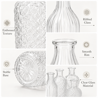 Mini Vases en Verre Art Déco - Portables pour Mariages et Décoration de Table à Domicile, Arrangements Floraux pour Événements