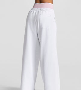 <b>Women</b>’s Minimal Wide <b>Leg</b> Sweatpants Soft Fleece Casual Trousers Elastic Waist Relaxed <b>Straight</b> Fit Lounge Pants Everyday - Product Image 5
