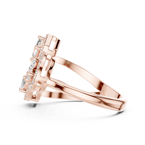 Parure de bagues en or rose 18 carats plaqué rhodium avec diamants de laboratoire fantaisie, taille mixte, certifiés, pour fiançailles et mariage - Product Image 3