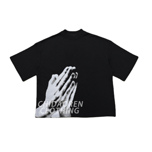 Men's <b>Black</b> Short Sleeve <b>T</b>-<b>Shirt</b> With Hand Print Casual Style 100% Cotton Jersey Fabric Breathable Knitted Regular Fit - Product Image 2
