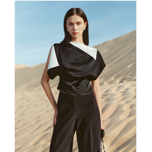 New Arrival ODM Blouse Women Tops Modern NAYAN SILK-SATIN TOP Short Sleeve MISSION SATIN Women's Clothing for Spring/Summer - Product Image 1