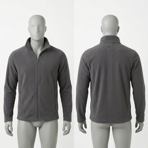 Veste de travail en polaire polyester premium 320 GSM, noire, fermeture éclair intégrale, broderie personnalisée, logo par transfert thermique, randonnée hivernale, camping - Product Image 3