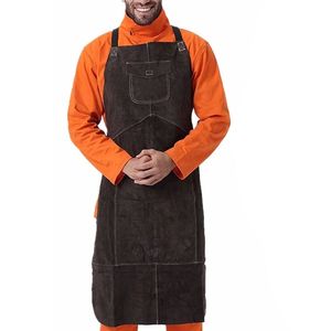 High Quality Sleeveless Casual <b>Leather</b> Welding <b>Apron</b> Factory Supplied Flame Resistant Durable Classic Safety Tool Daily - Product Image 1