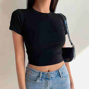 High Quality Women Slim Fit Girls <b>Tops</b> Streetwear Plain Boxy <b>Cropped</b> T Shirt Women <b>Top</b> Custom Y2k Basics <b>Tops</b> - Product Image 1